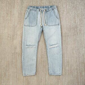 Revolve One Teaspoon Shabbies Blue Ripped Boyfriend Cropped Jeans S